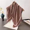 Retro Floral Herringbone Cotton Linen Small Square Scarf Silk Imitation Velvet Headscarf Shawl Sunscreen Women