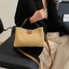 Modern Black Khaki Brown Women's Fashionable Pu Leather Crossbody Tote Bag
