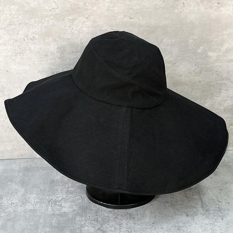 Thin Cotton Breathable Oversized Brim Neck Protection Sunscreen Hat Women'S Summer Outdoor Bucket Hat Large Edge Sunshade Sun Hat Basin Hat