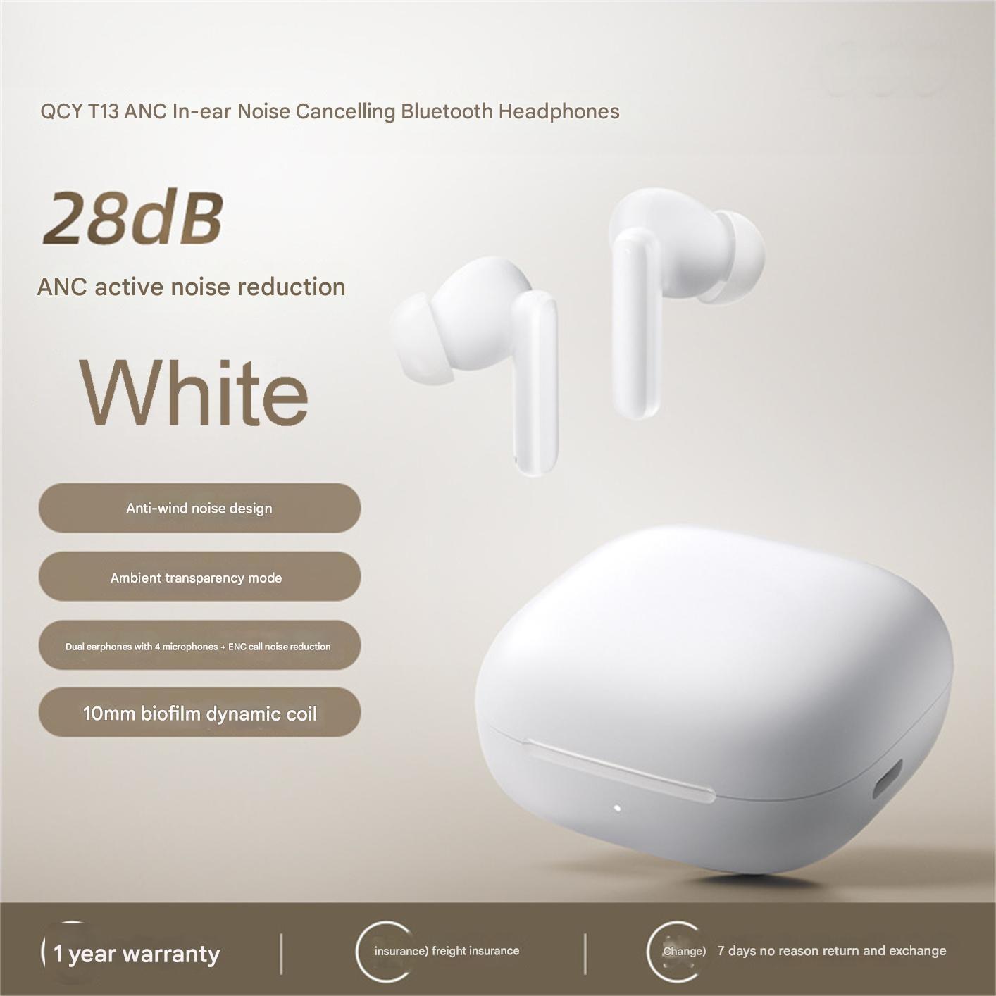 

Активное шумоподавление True Wireless Bluetooth-гарнитура In-Ear Sleeping Super Long Life Battery Large Power One Size белый