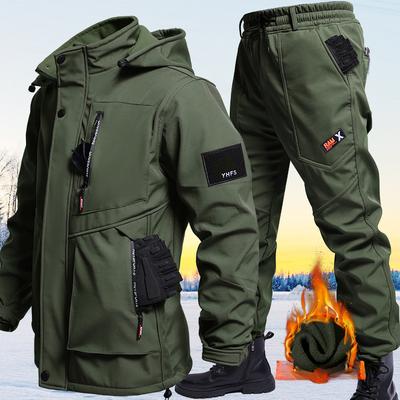 Men's Autumn  Winter Plus Velvet Suit, Anti-wear, Waterproof and Cold-resistant Jacket Suit