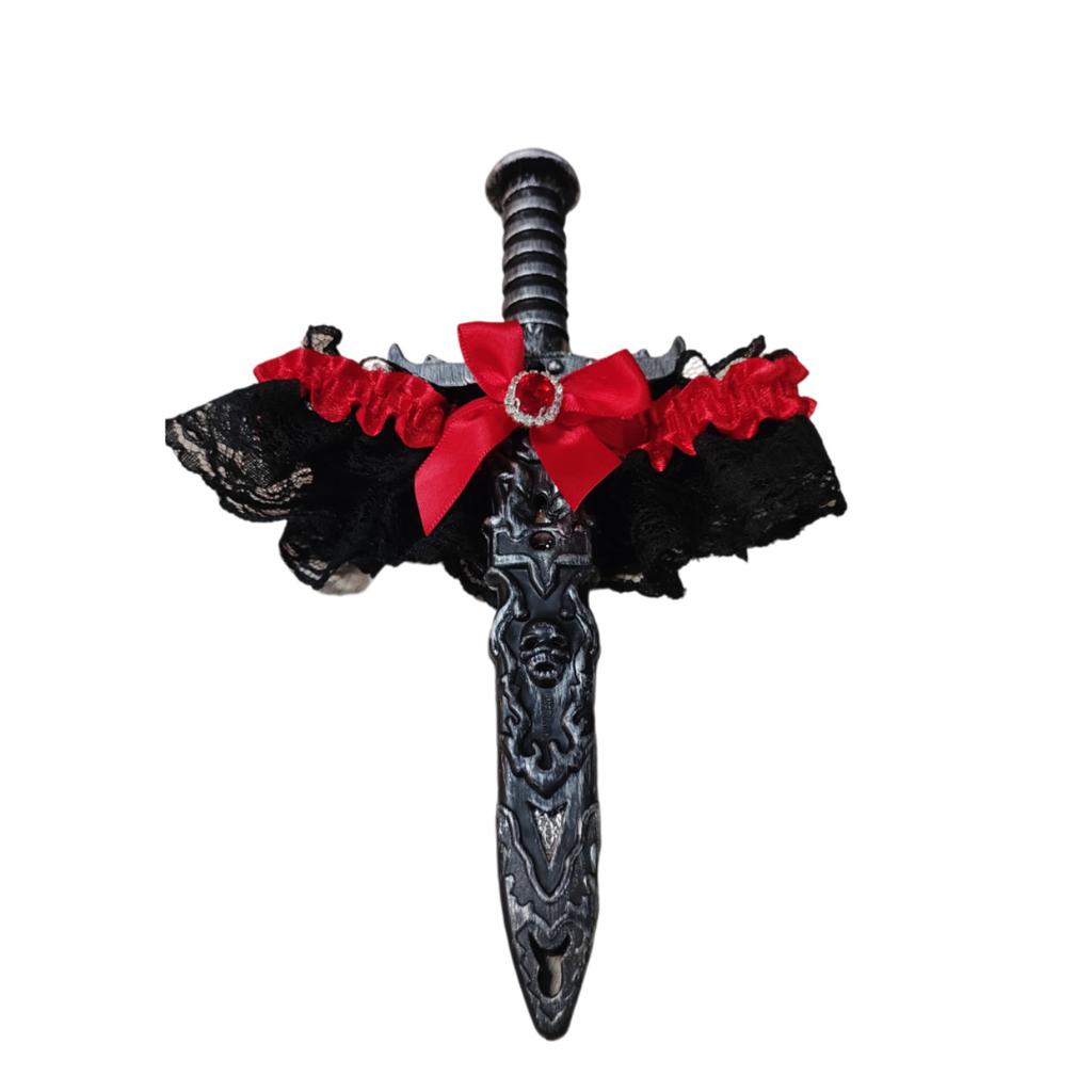 1pcs Halloween Pirate Hat Plastic Dagger Set Caribbean Costume Accessory with Black Lace Leggings Kids Party Props