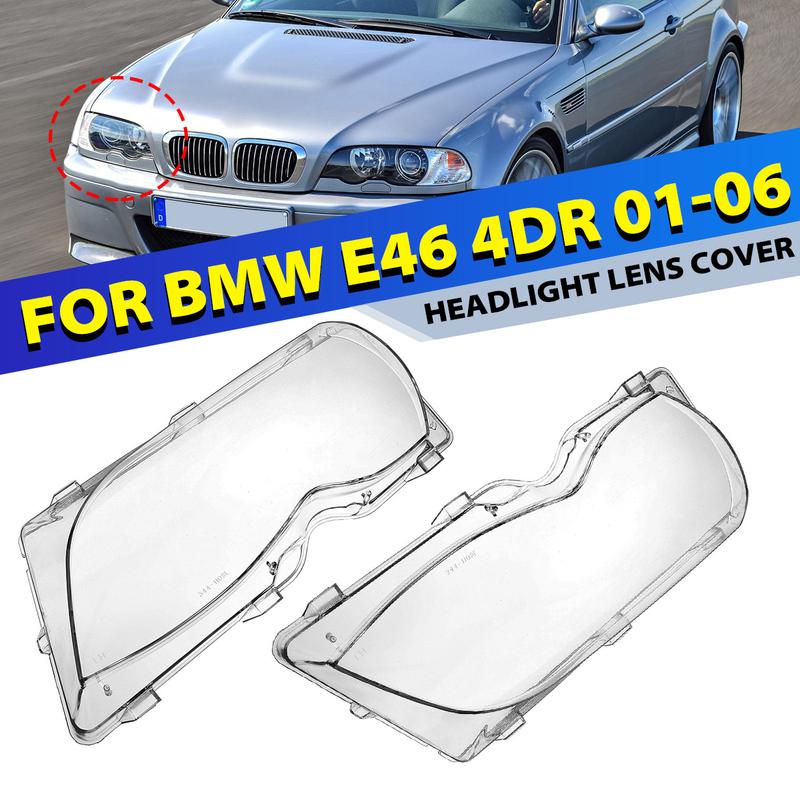 1/2Pcs Car Lights Headlight Lens Shell Lamp Cover Replacement Glass For BMW E46 4DR 318i/320i/ 325i/ 325xi/ 330i/330xi 2002-2005