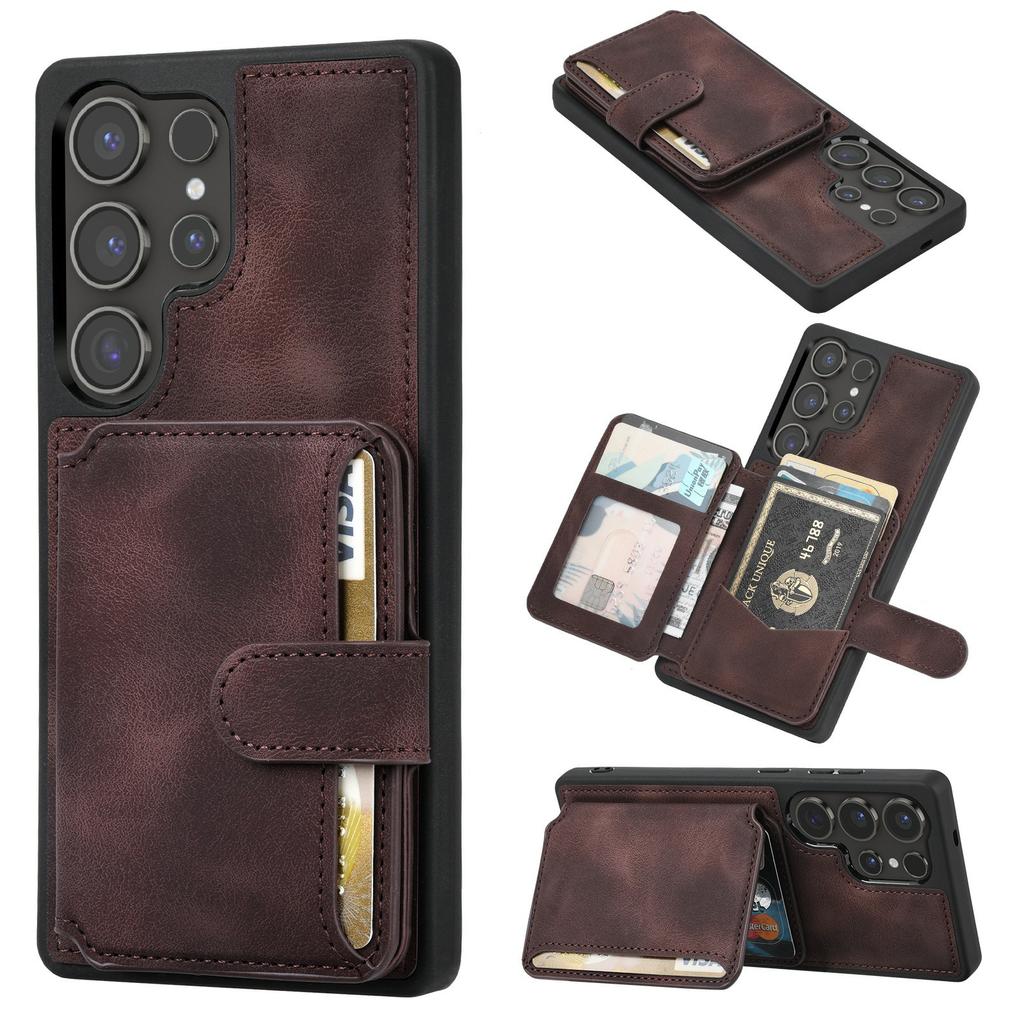 Für Samsung Galaxy S25 Ultra Hülle Brieftasche Kartenfach TPU+PU Leder Rückseite Handyhülle