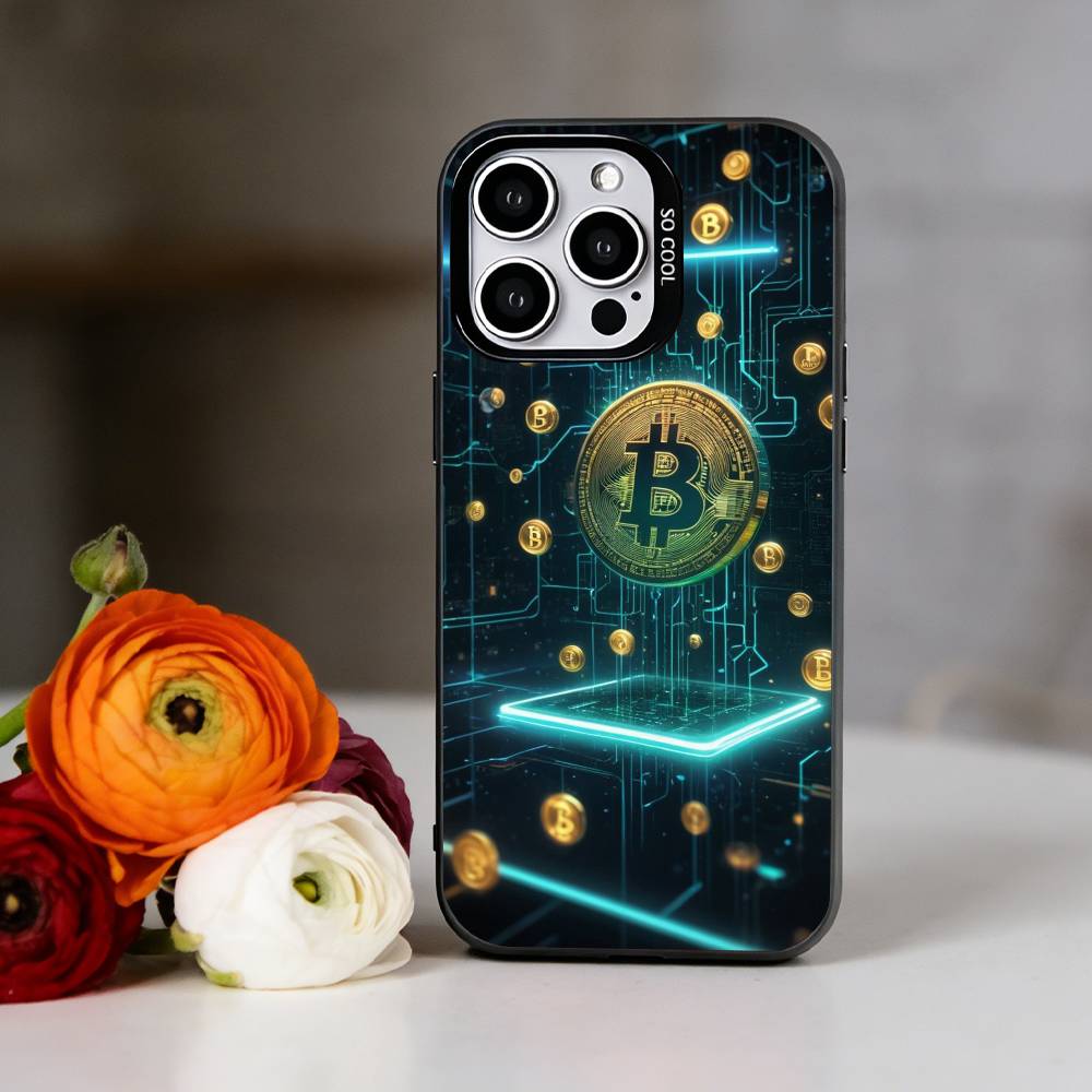 Bitcoin Crypto Phone Case For iPhone 17,16,15,14,13,12,11 Plus,Pro Max,XS,Colorful Silver Phone case Funda Cover