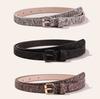 Simple PU Leopard Pattern Thin Belt Versatile Fashion Clothing with Skirt Belt Set
