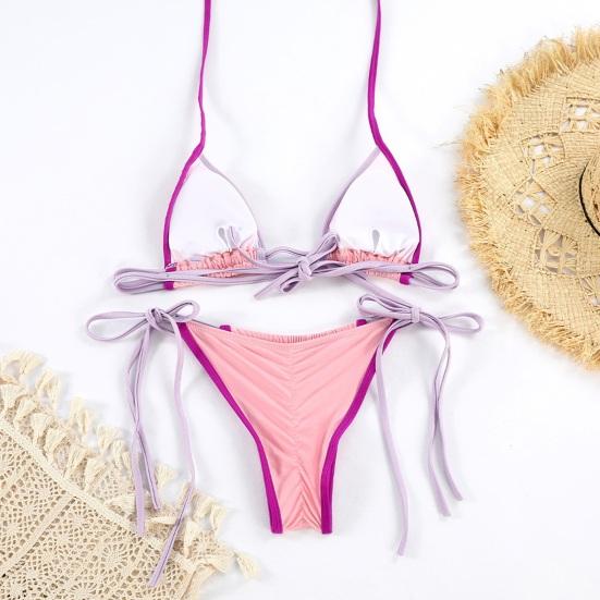 2Pcs/Set Women Swimsuit Set Halter Underwire No Padded Bra Ruched High Waist