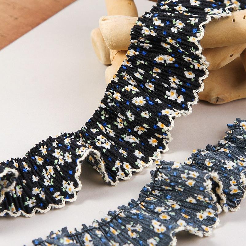 

1 ярд шифон бутон край мелкие цветочные складки кружево 4,5 см аксессуары платье DIY украшение одежды 1Yard