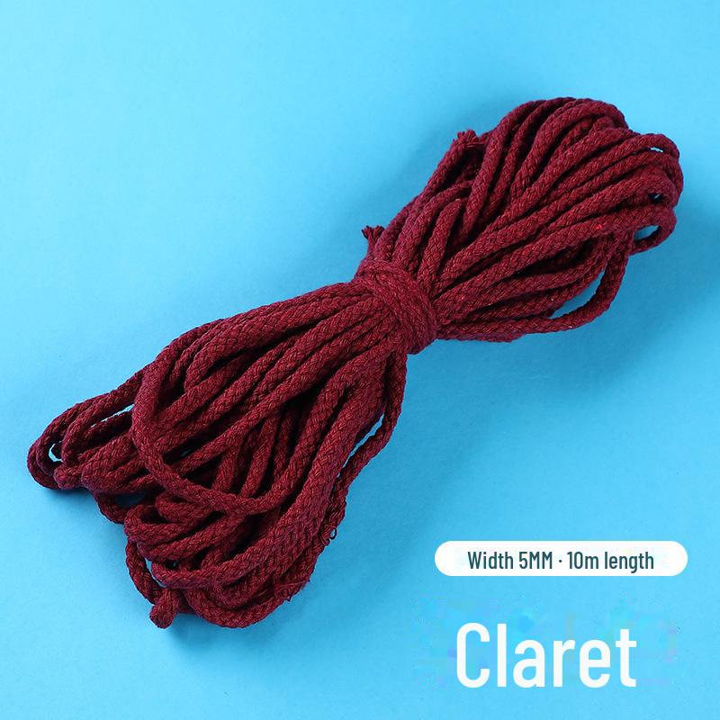 5mm Thick Colored Cotton Rope - 10 Meters Hand-Woven Eight-Strand for DIY, Drawstring Bags, and Hat Ropes