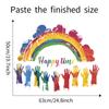 Graffiti Handprint Rainbow Happy Time Wall Sticker Self-Adhesive for Kids Room Kindergarten Wall Decoration