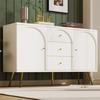 Metal Legs Dressing Table with Drawers Large Capacity Ergonomic Handle Easy To Assemble Home Makeup Vanity Table Bedroom Furniture