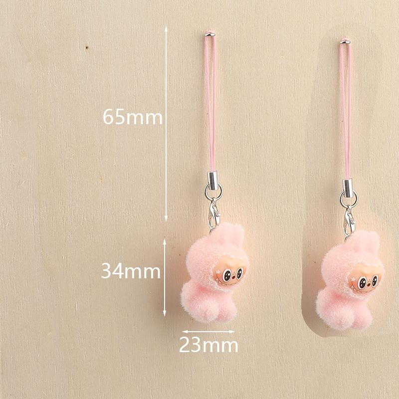 

2 шт. Милый кулон на рюкзак Флок Лабубу Цепочка для телефона Брелок Веревка для подвешивания чехла для наушников Шнурок против потери Декор сумки Подарок