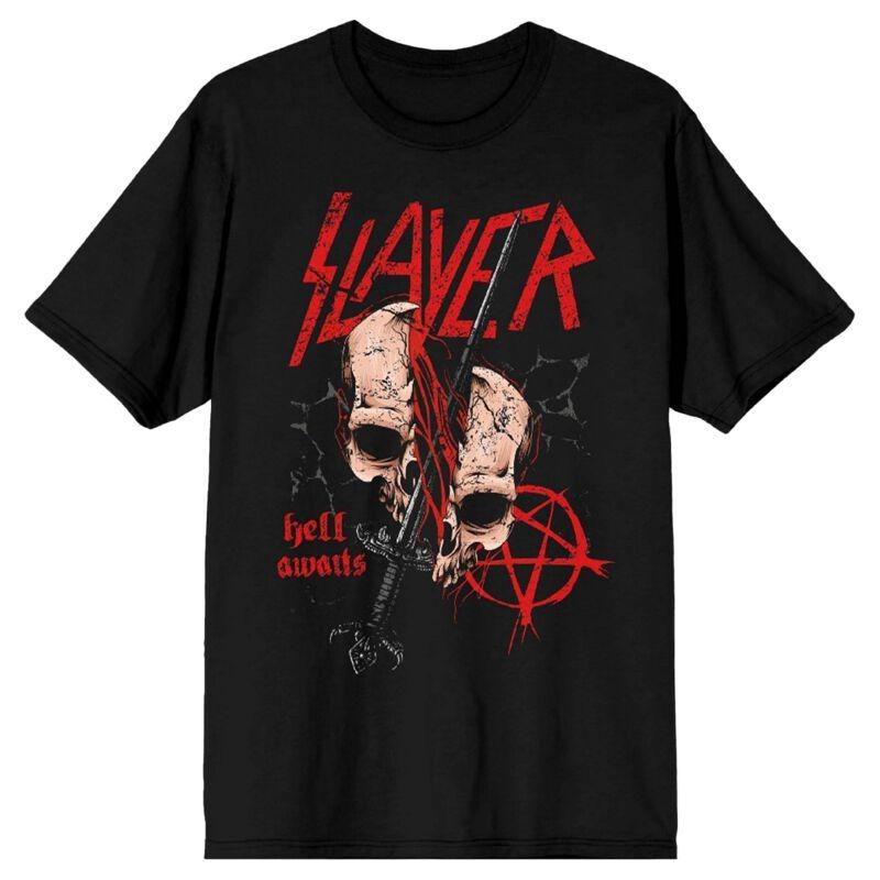 Slayer Hell Awaits Skull Sword Print Cotton T-shirt Men Women Thrash Metal Band Unisex Tee