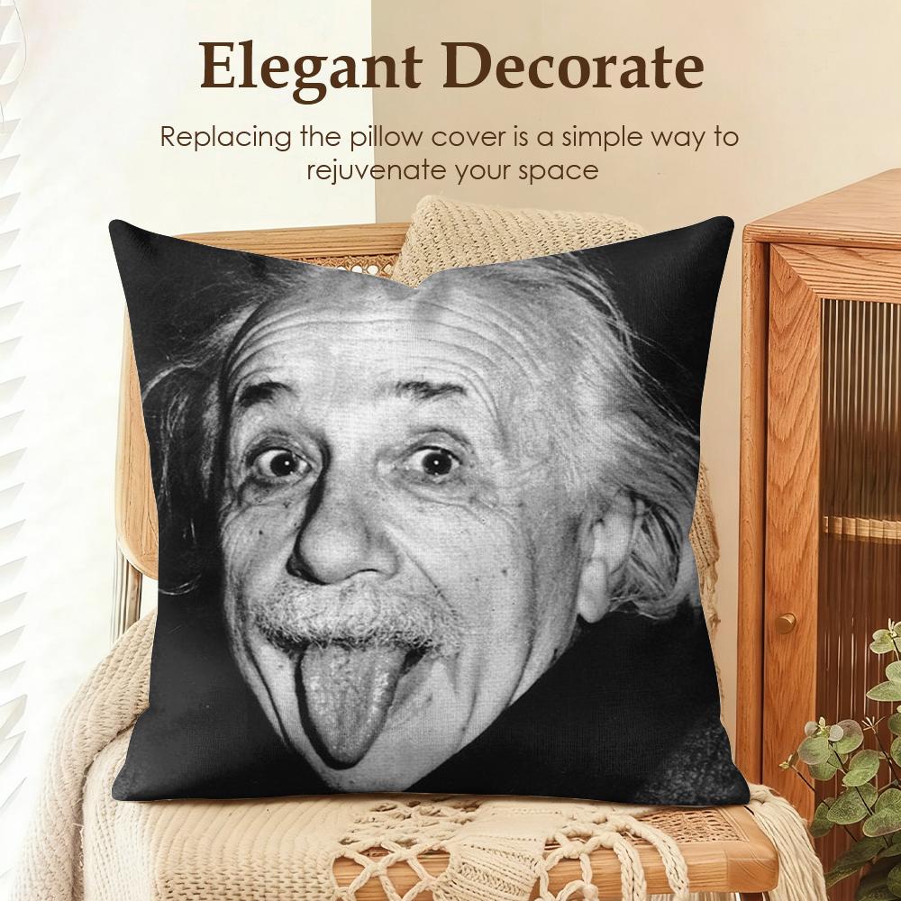 Funny Physics EEINSTEINes Cushion Cover Natural Linen Organic Fabric DoubleSided Printing Sofa Home Decor Gift Pillow Case