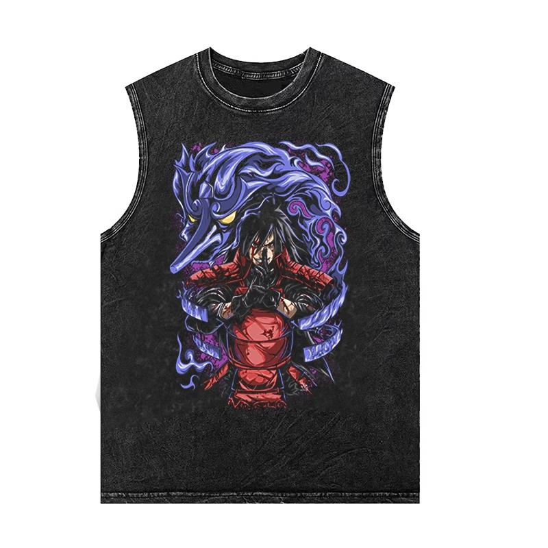 Anime Men's Tank Tops Summer Women's Gym T Shirt Oversized Vintage Washed Vest Harajuku Man Sleeveless Clothes