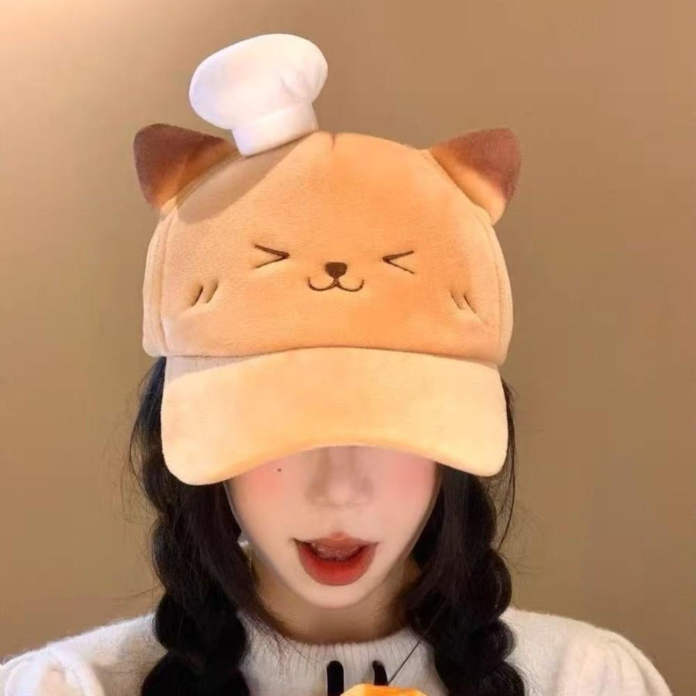 Plush Sweet Bear Sun Protection Cap Cute Cartoon Cat Duckbill Cap Cherry Baseball Cap Women