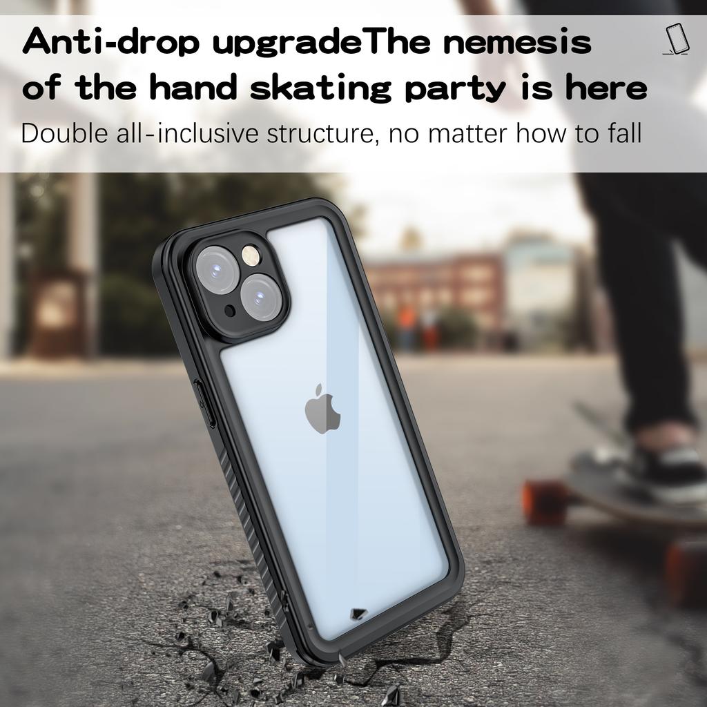 REDPEPPER FS Series for iPhone 15 Full Body Sandproof Case Clear Back Panel IP68 Waterproof Phone Cover