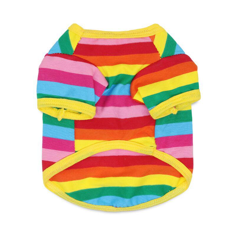 Rainbow Stripe Cotton Wool Pet T-shirt for Small Dogs & Cats - Spring/Autumn Collection