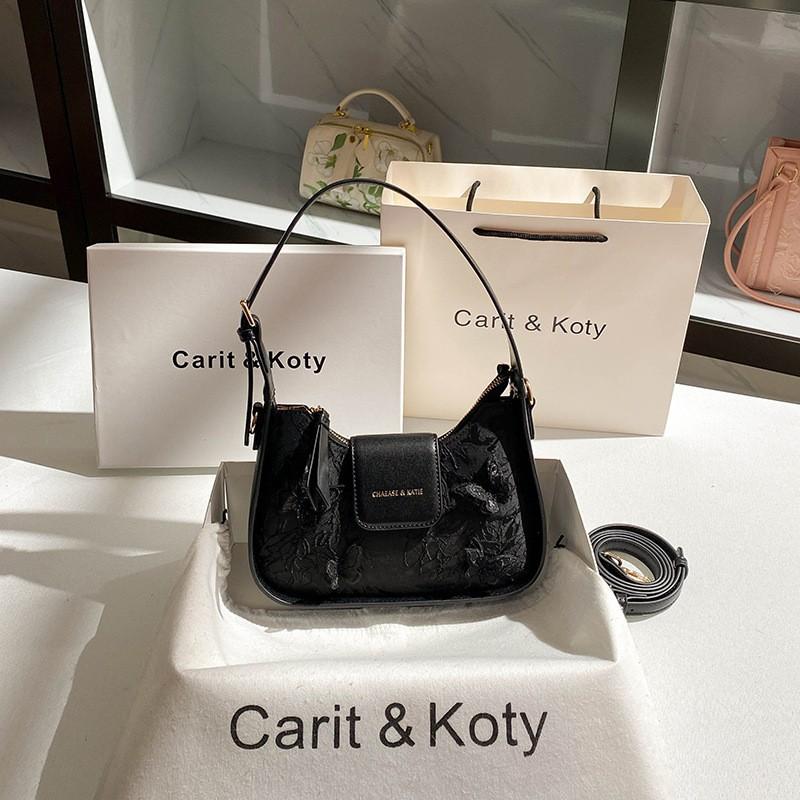 

Niche Embroidery Armpit Bag High-end Butterfly Crescent Women s чорний