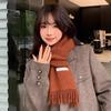 Winter new Korean version versatile solid color fringed edge dopamine long scarf winter warm and cold scarf