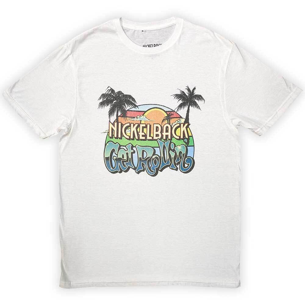 Nickelback T-Shirt Get Rollin Sunset Band Official White New