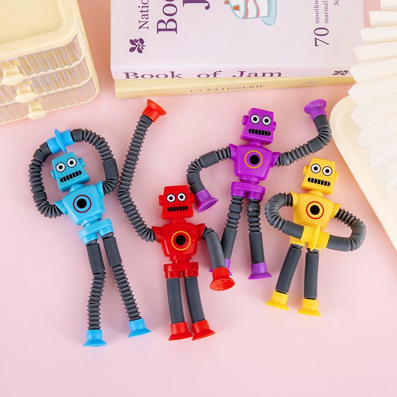 Spot Luminous Telescopic Robot Tube: Children's Cartoon Suction Cup Toy for Parent-Child Interaction and Creative Decompression.