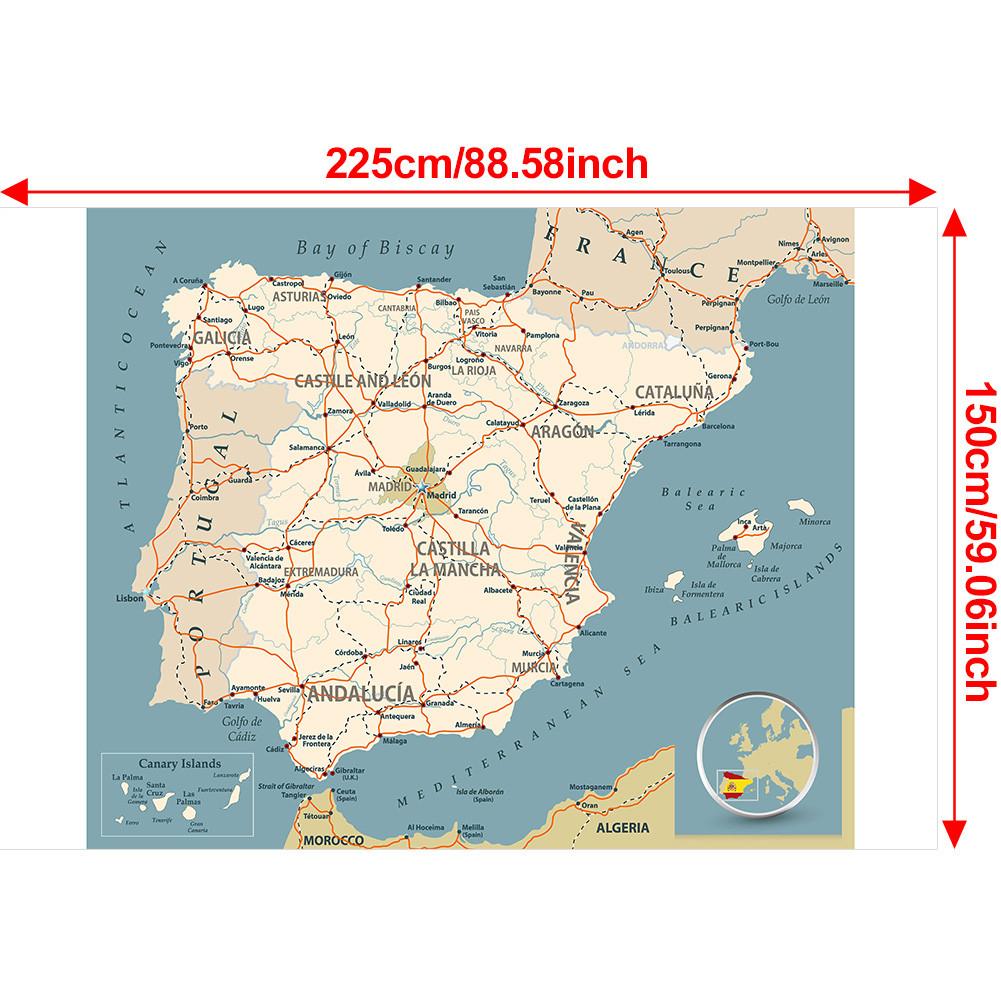 Spanische Karte Hintergrundtuch-Spanienkarte-Linienkarte Dekorbild für Reise,Lehrmittel,Fotoshooting-Hintergrund