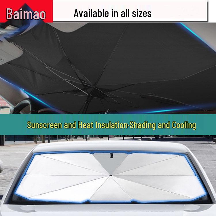 Multifunctional Silver-Coated Car Sunshade Umbrella for Windshield