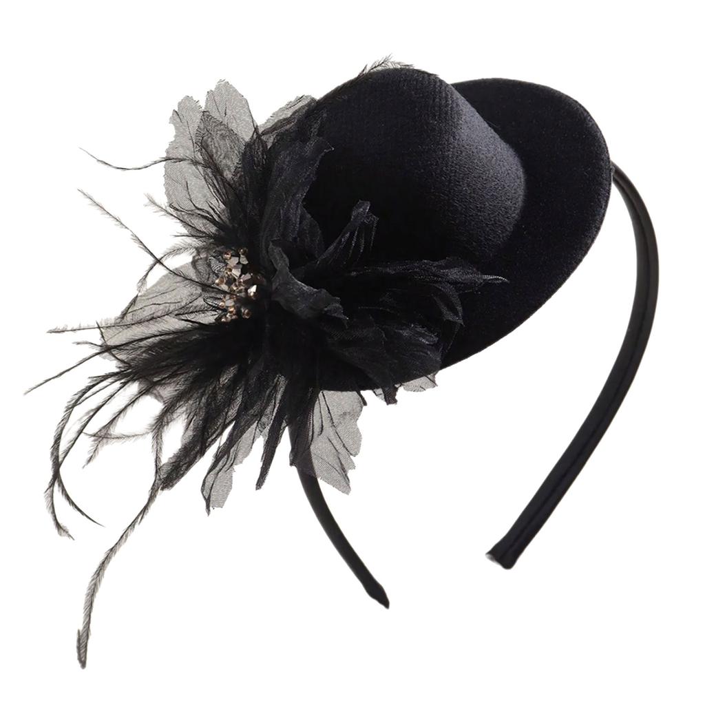 Elegante Chapéu Fascinator com Miçangas Acessórios de Cabelo Artesanais com Penas para Mulheres Cocar com Penas Arte dos Anos 1920