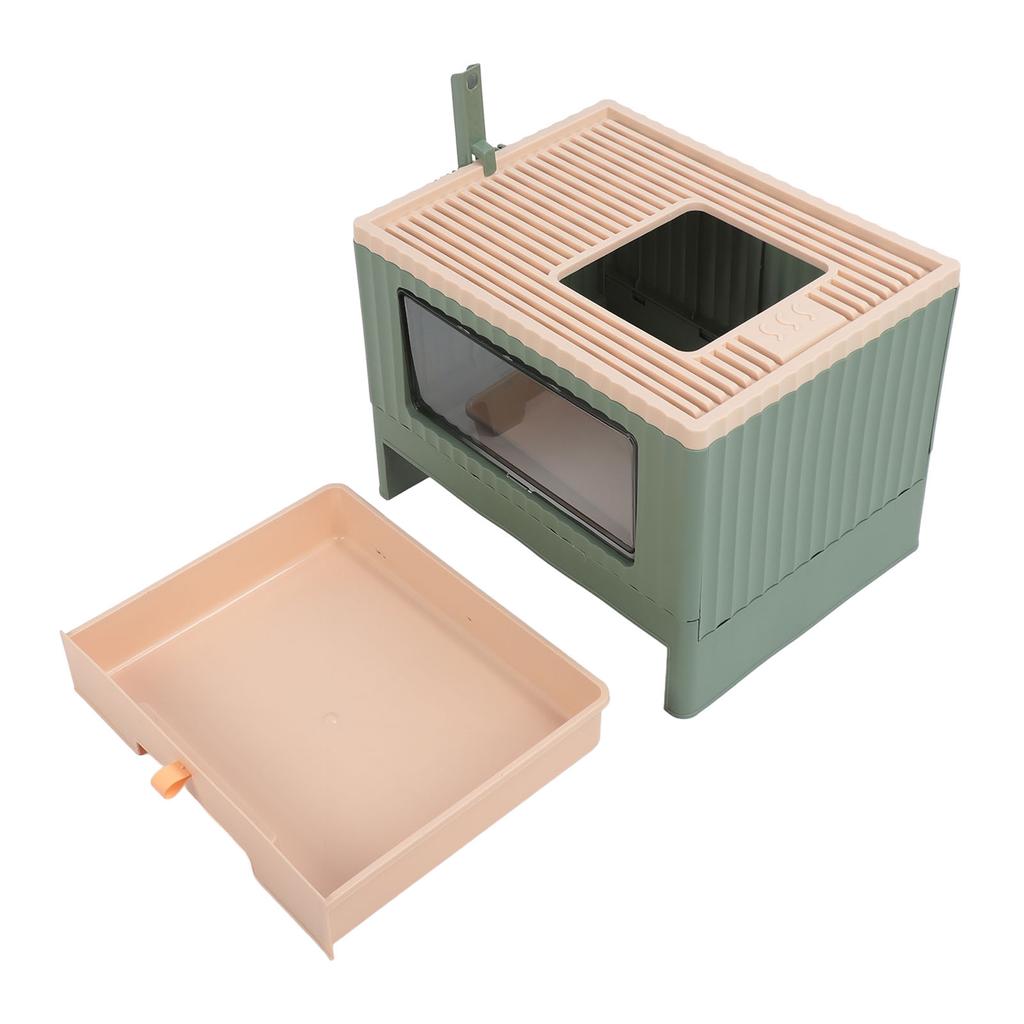 Enclosed Litter Box Foldable Top Entry Drawer Type Prevent Splashing Cat Toilet Box for Adult Cat Kitten