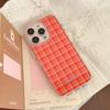 Korean Autumn/Winter Plaid Case for iPhone 17 Pro Max - Brown & Orange for Women