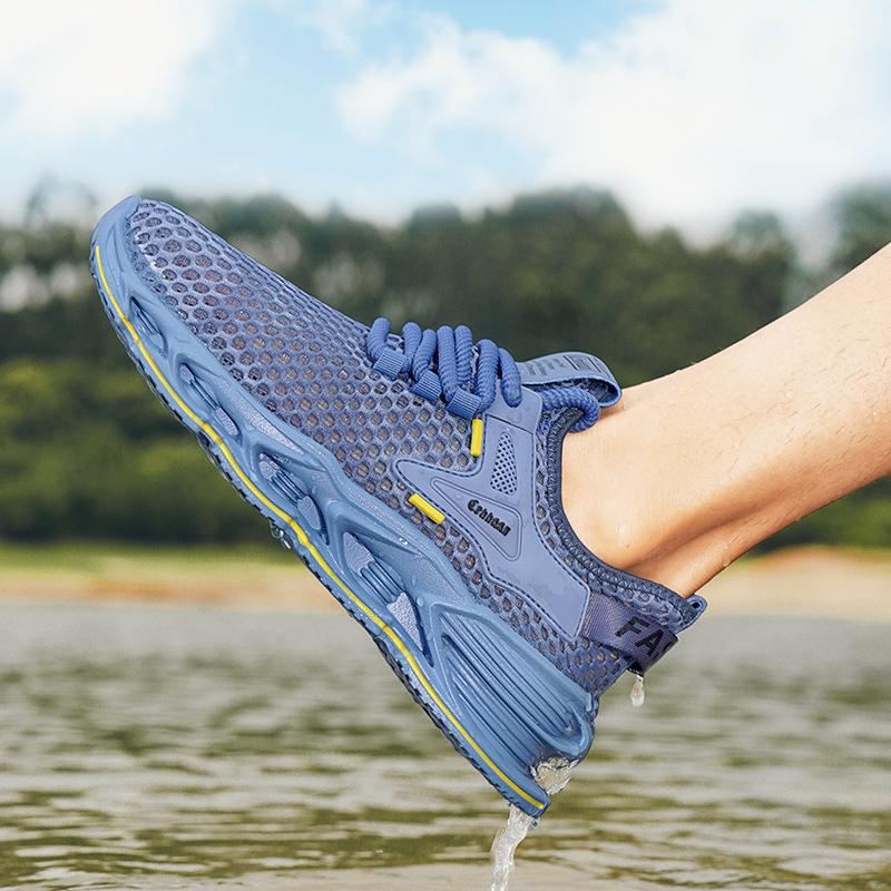 Men's shoes 2025 summer new mesh shoes casual sports shoes breathable hollow mesh shoes trendy running shoes