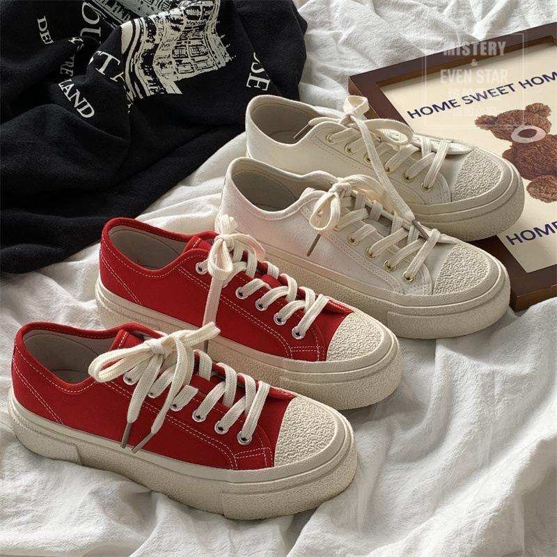 Hot sale spring new crooked brand geometric multi-layer retro canvas shoes 1301