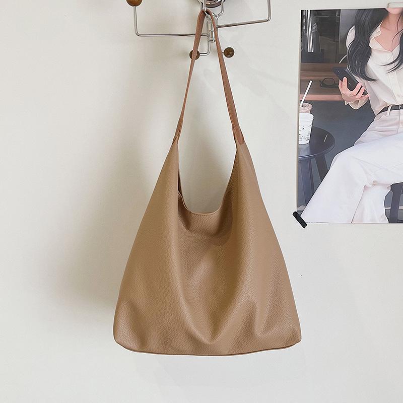 Retro Solid Color Tote Bag - Versatile Large Capacity Women's Handbag