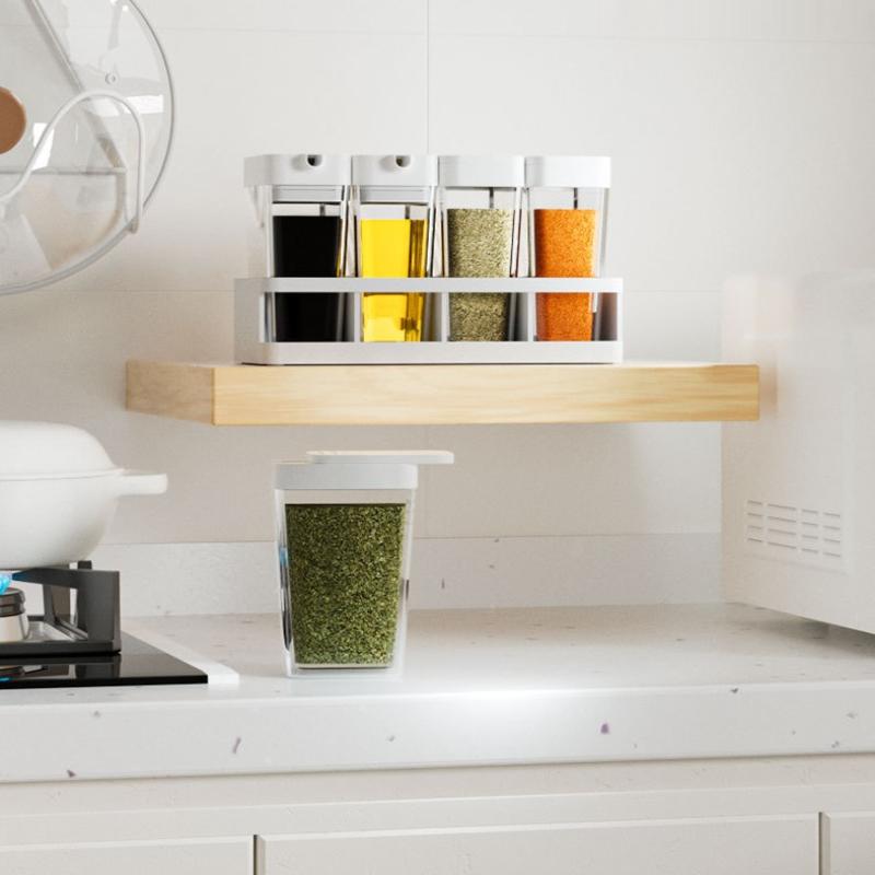 Spice Organizer Set 4-In-1 - Stackable Kitchen Bottles, Airtight Lids For Salt Pepper Baking,Countertop Space Saver Jars