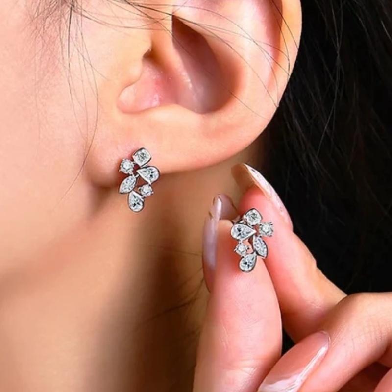 

CAOSHI Unique Shape Design Women s Stud Earrings Silver Color Bright Cubic Zirconia Daily Wear Girls Accessories Wedding Jewelry