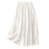 2025 summer new retro pleated solid color cotton and linen straight nine-point culottes elastic waist foreign wide-leg pants women