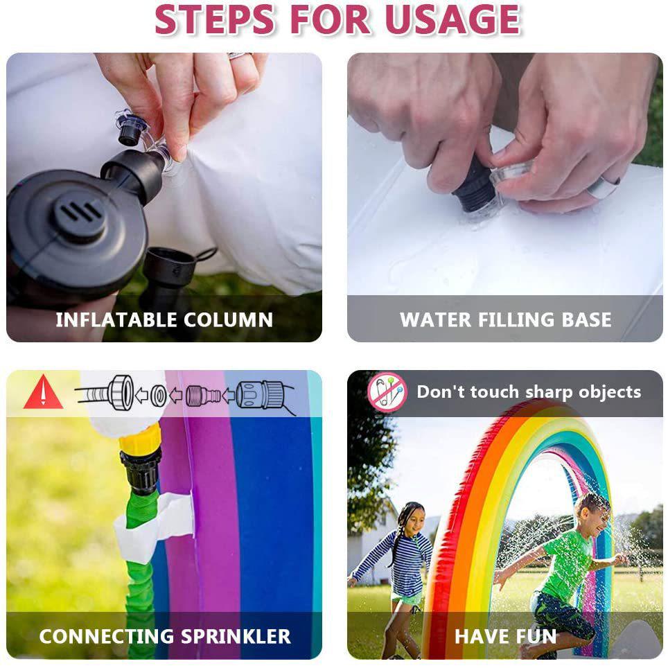 Inflatable Rainbow Bridge Shark Cloud Sprinkler Toy for Kids' Water Play