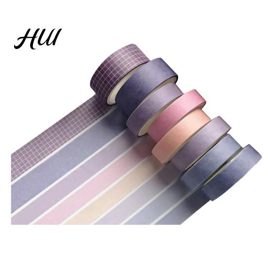 Scrapbooking Decorative Tape 8 Rolls Washi Set, Stickers, Aesthetic Solid Color Tapes Neat Storage Set for Supplies, Journaling Junk Journal, Wrapping