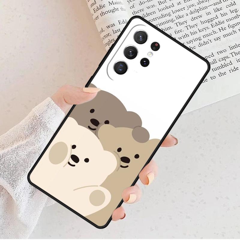 Kawaii Cute Bears Korean Phone Case For Samsung Galaxy S25 S23 S30 S8 S21 S20 FE S24 S22 Note 10 20 Plus lite Ultra
