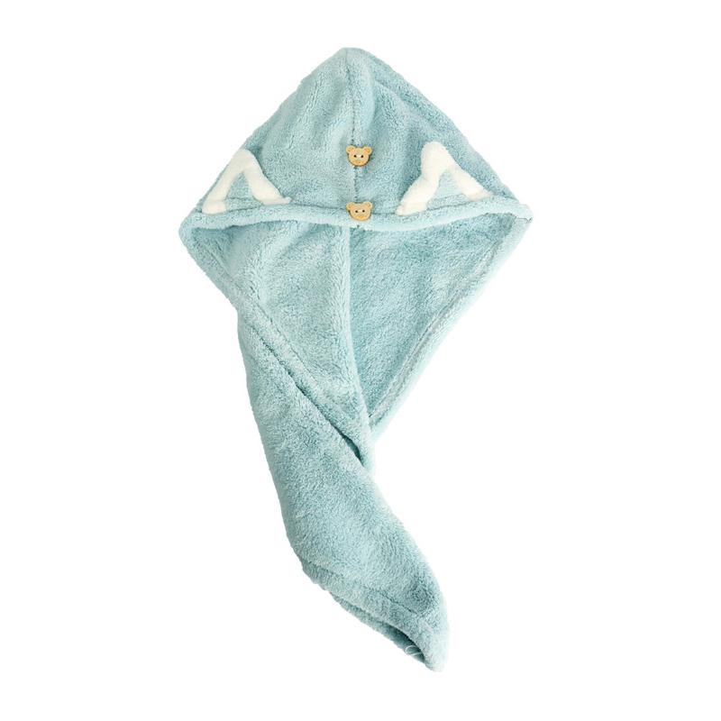 Quick Dry Hair Towels Women And Child Cute Cat  Ear Super Absorption Thicker Microfiber Turban Towels With Bear Buttons
