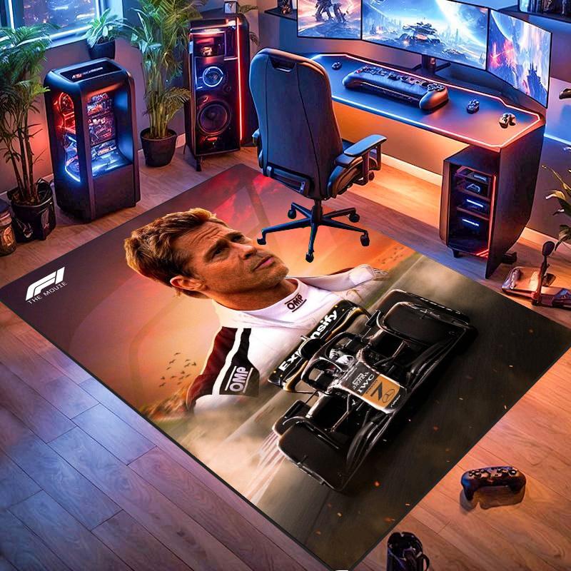 Tappeto A Pelo Corto con Stampa di Personaggi Tema Film Corse F1 Tappeto per Pavimento Rettangolare Antiscivolo Motorsport per Soggiorno Camera da Letto Decorazione Casa Tappeto per Appassionato di Corse