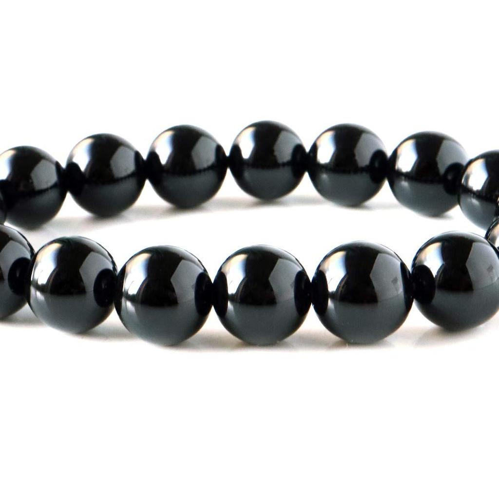 Og Onyx og Svart Agat Naturstein Kraftstein Indre 21cm Herre- Damearmbånd, 12mm, Omkrets ca.