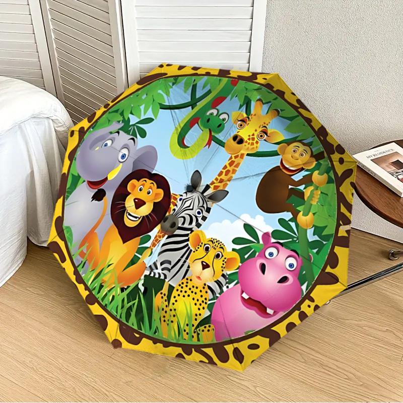 1pc Safari Animals Automatic Folding Umbrella, Heavy-Duty 8-Rib Construction, Perfect for Everyday Yy251114149