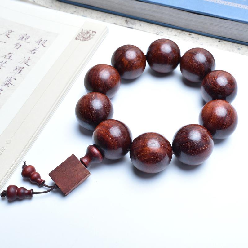 Venus Old Material Small-Leaf Red Sandalwood Prayer Beads Chain - High Oil Density, Unisex, New Chinese Style Decoration Gift