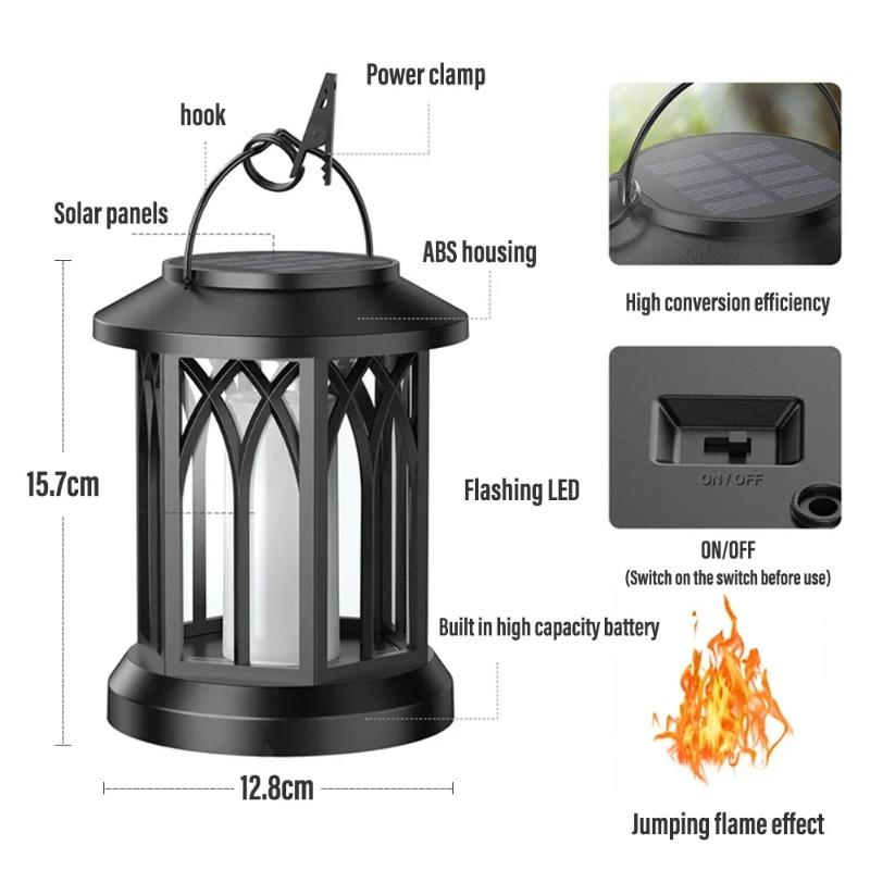 2/4PCS Solar Flame Hanging Lamp Waterproof Outdoor Light with Flickering Effect for Garden Patio Yard Path Christmas Decor