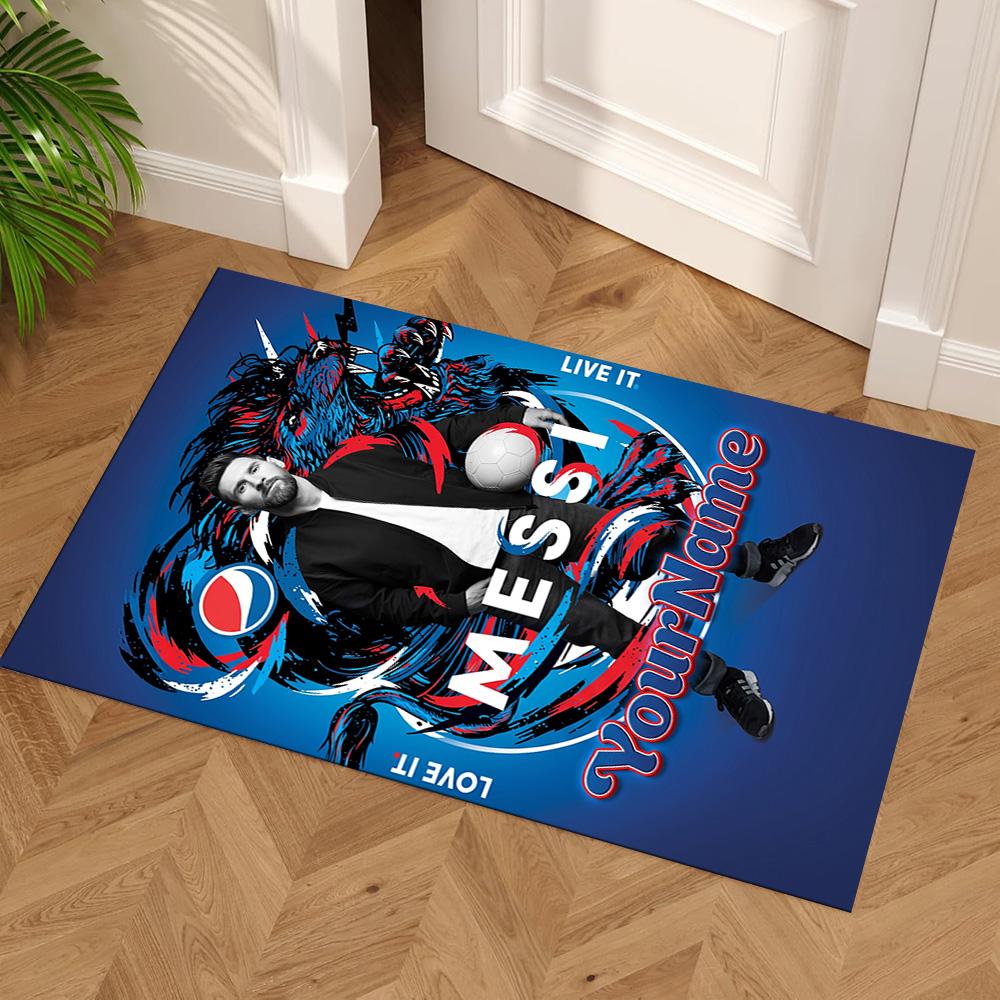 Messi Customize Your Name Carpet Design for Living Rooms Foyer Outdoor Game Room Antislip Carpet Decorate Offices Perfect Gift for Women/Men