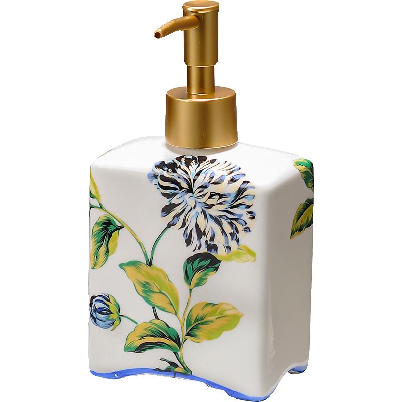 Creative Painted Flower Golden Press Soap Dispenser Exquisite Travel Portable Shampoo Bottle Home Large Capacity Lotion Bottle