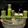 Bamboo-Finished Ceramic Fish Tank Fountain with Oxygenation & Humidification