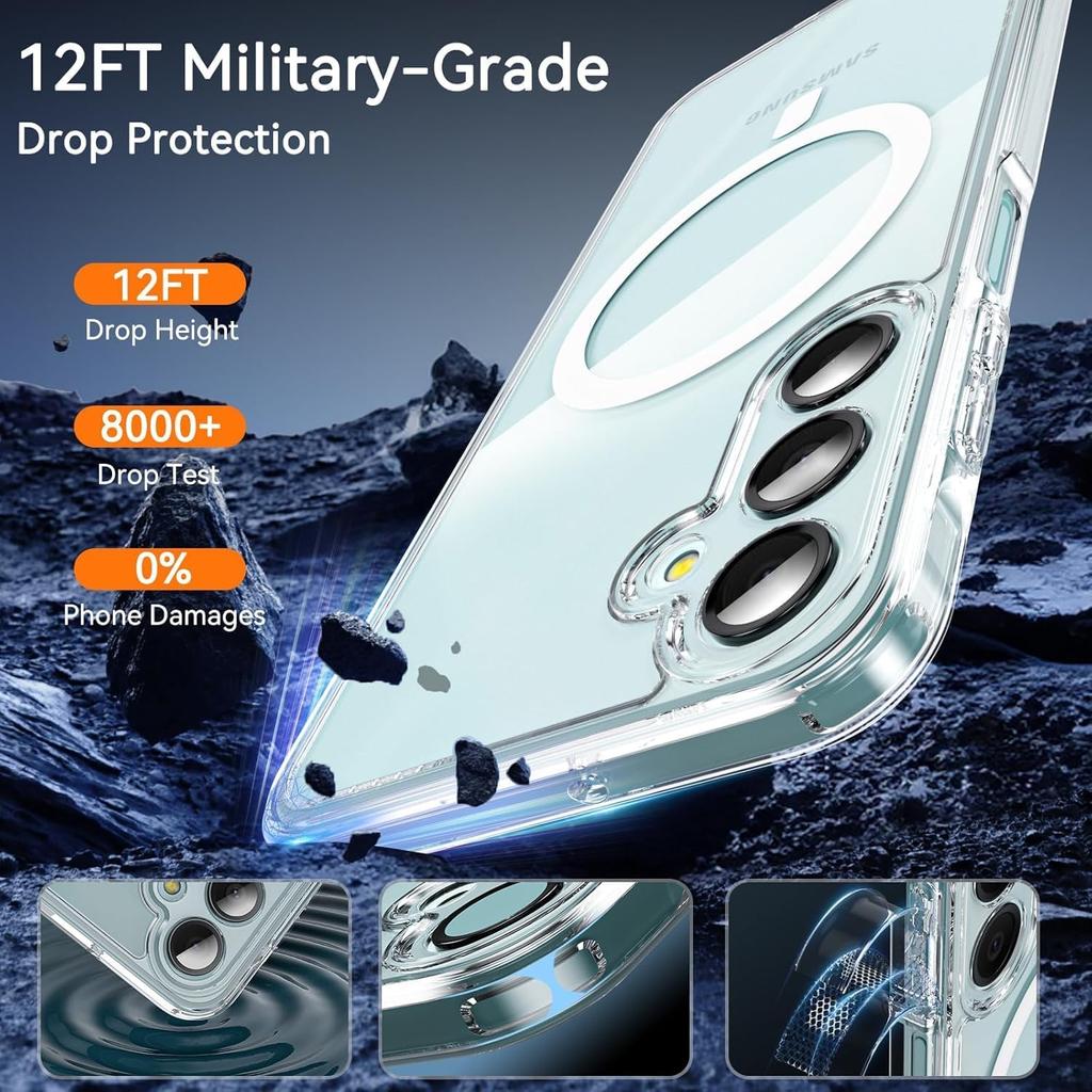 Priehľadný kryt proti žltnutiu pre Magsafe Mag Safe Samsung Galaxy S25 Edge S24 Ultra S23 Fe S22 Plus A56 5G A36 A26 A16 Magnetický kryt na telefón Príslušenstvo